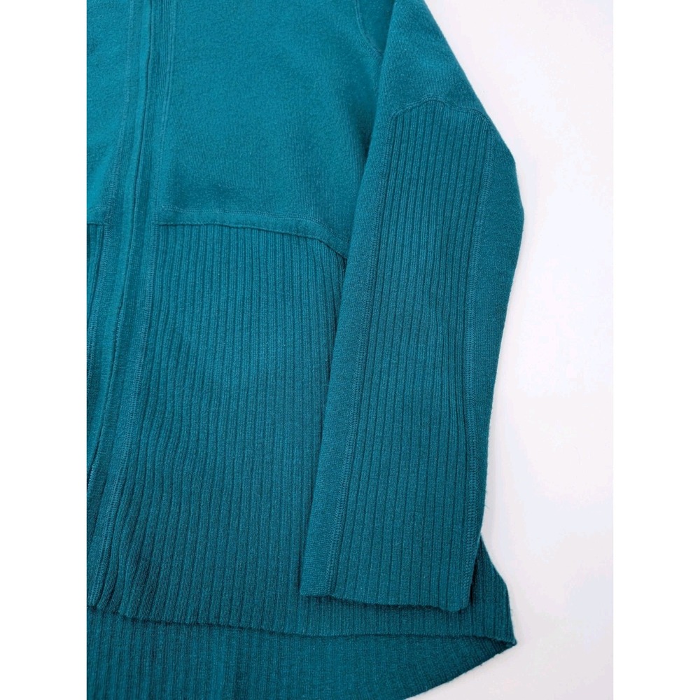 Title Nine Womens Teal Full Zip Merino Wool Blend Sweater Cardigan Size XL - Picture 10 of 10